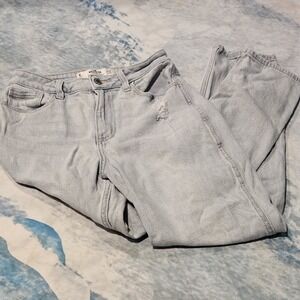 Hollister Curvy High Rise Mom Jeans Light Wash Distressed W25 L27 Womens‎ 1R
